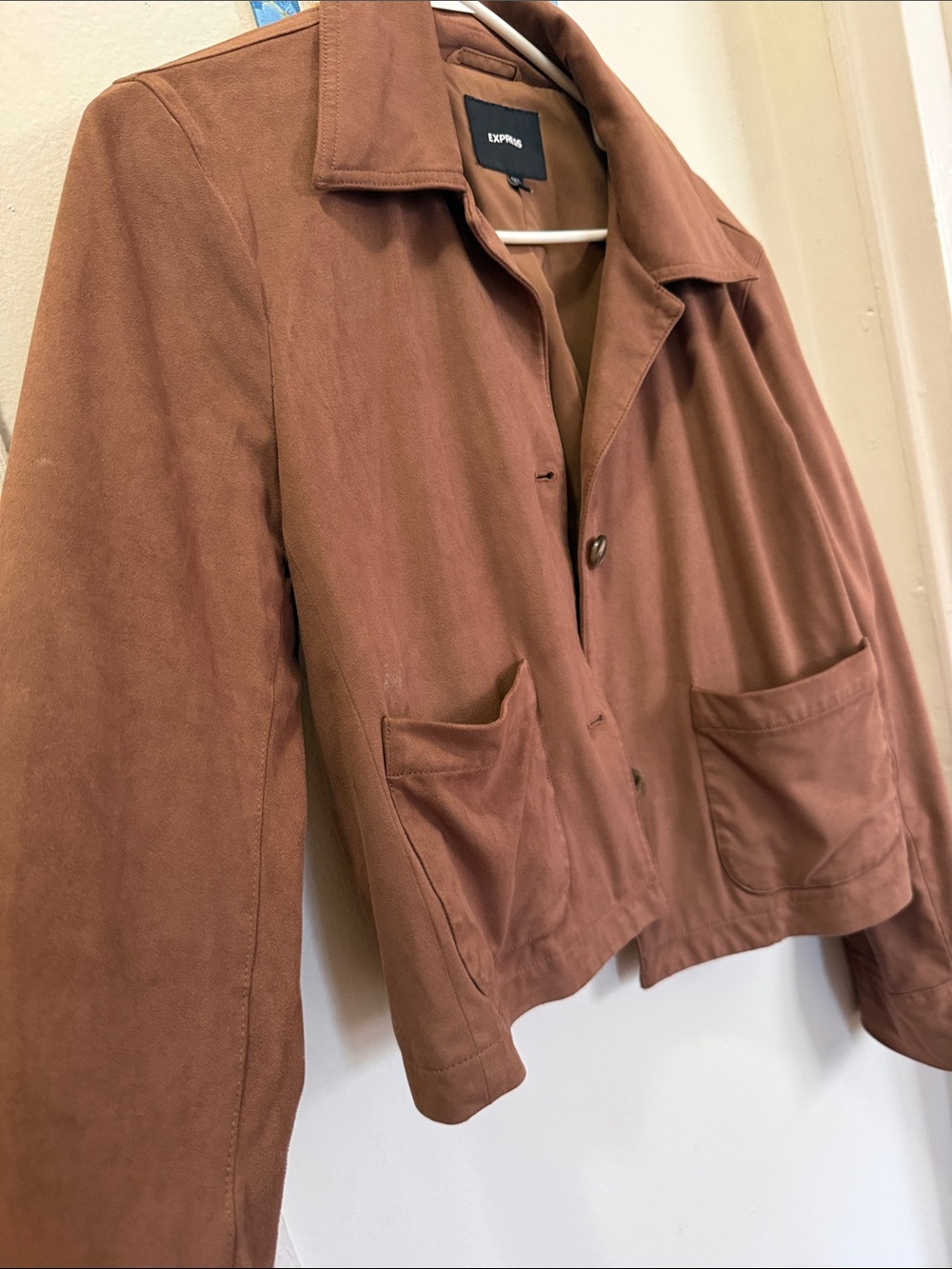 Express Brown Faux Suede Trench Coat